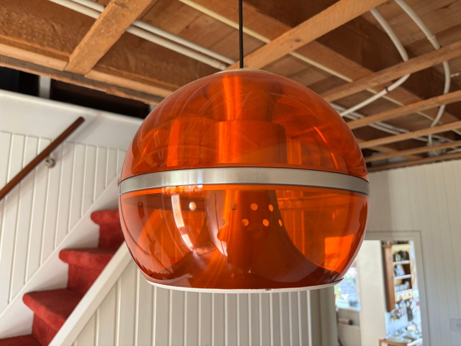 Vintage Dijkstra space age hanglamp lamp, Ophalen, Kunststof, Space age