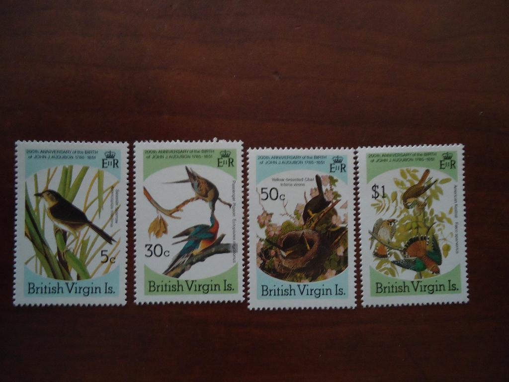 Audubon + vogels Brit Virgin isl. 1985, mi. 533-36 postfris, Ophalen of Verzenden, Postfris, Dier of Natuur