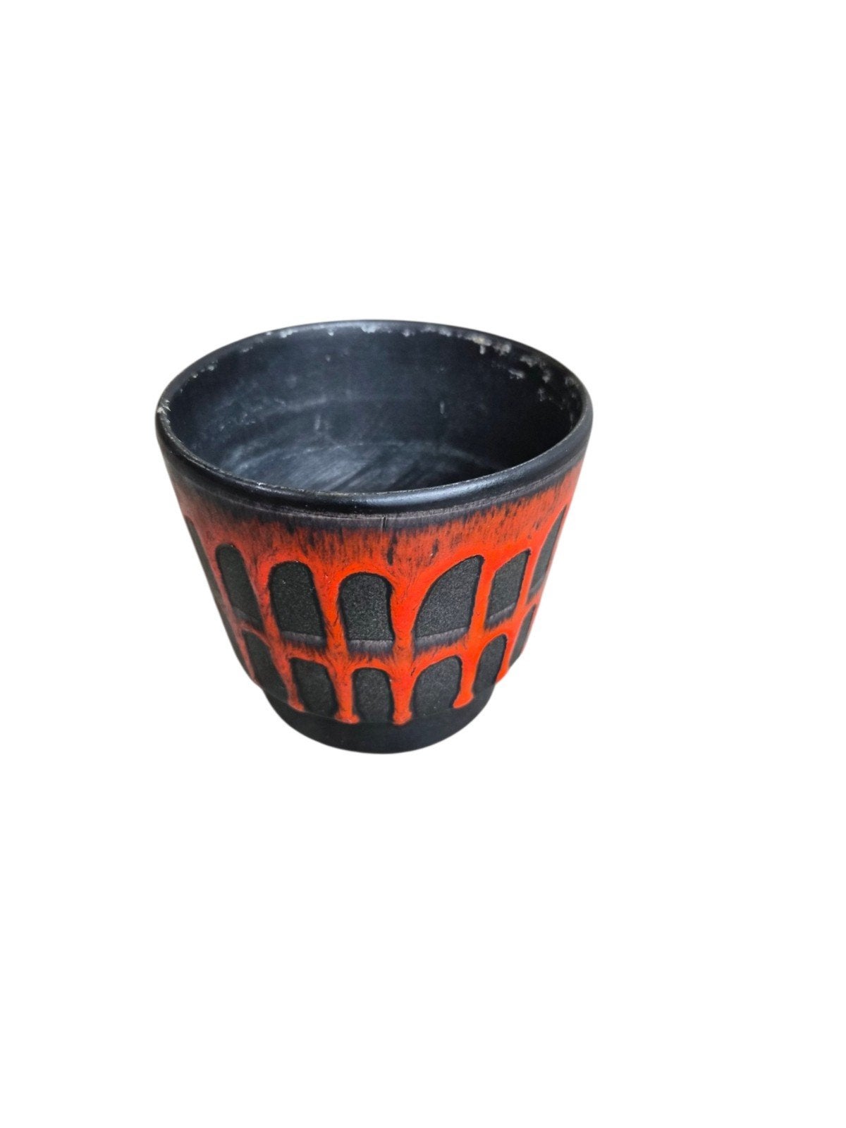 Vintage bloempot (rood / zwart), Gebruikt, Binnen, Ophalen of Verzenden, Onbekend