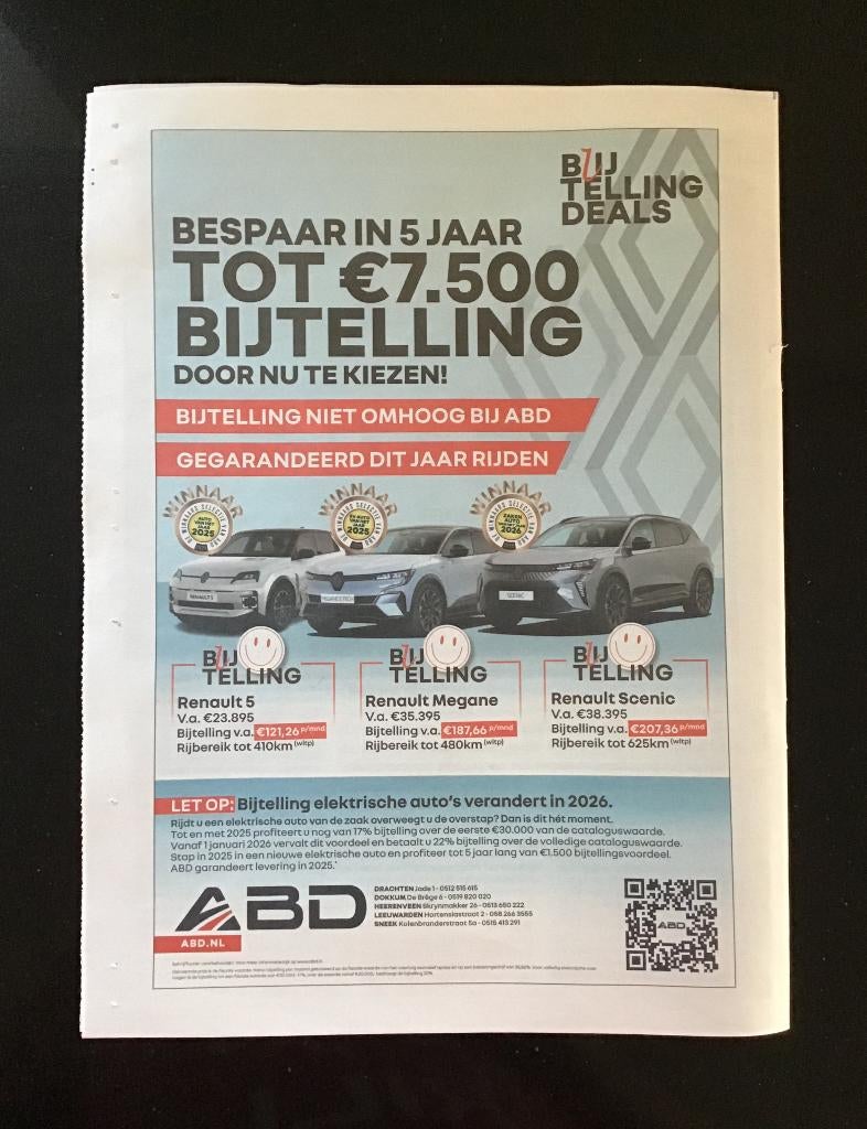 Advertentie van Renault 5 / Renault Megane / Renault Scenic., Verzenden, 1980 tot heden, Nederland, Knipsel(s)