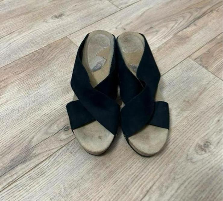 Zwarte instappers met kurkzool, Kleding | Dames, Schoenen, Ophalen, Gedragen, Zwart, Instappers