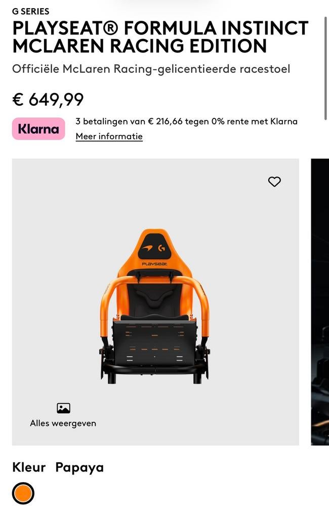 PLAYSEAT FORMULA INSTINCT MCLAREN RACING EDITION, Spelcomputers en Games, Spelcomputers | Sony PlayStation Consoles | Accessoires