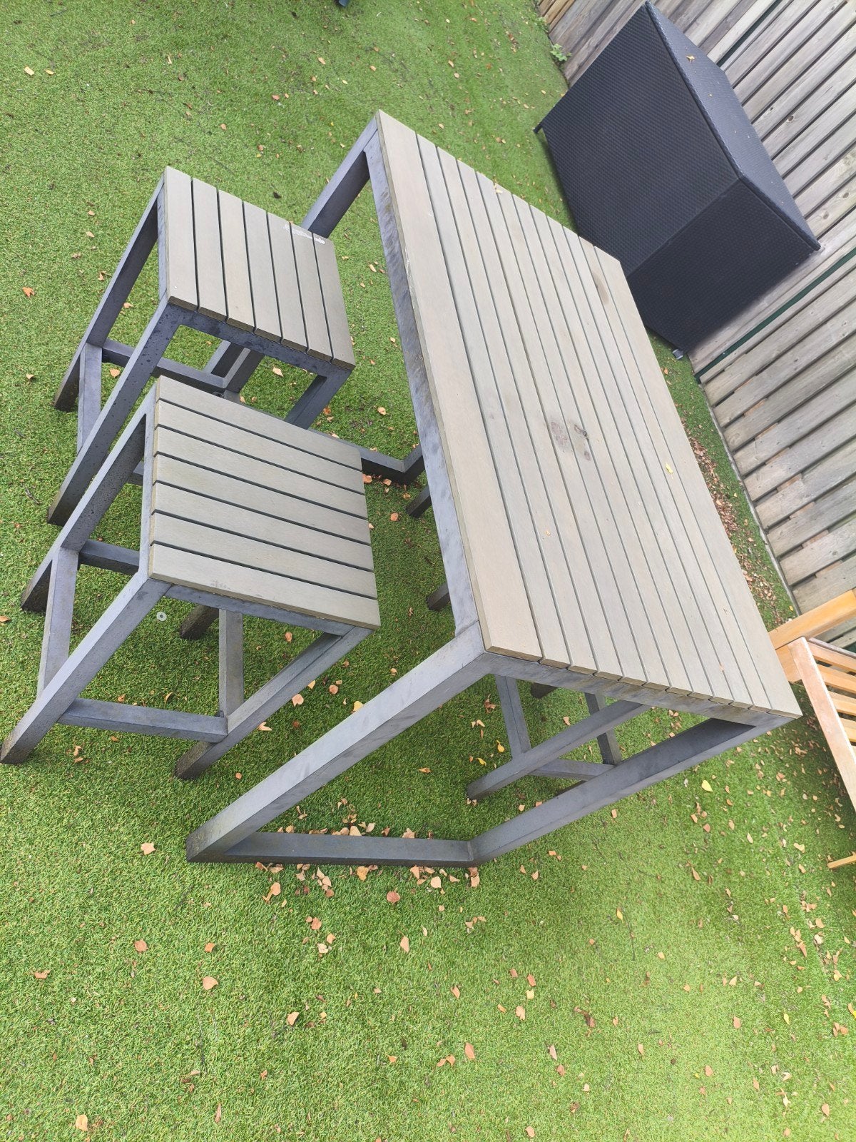 Hoge tuintafel met 4 barkrukken + tuintafel met 2 stoelen, Tuin en Terras, Ophalen, Gebruikt, Rechthoekig