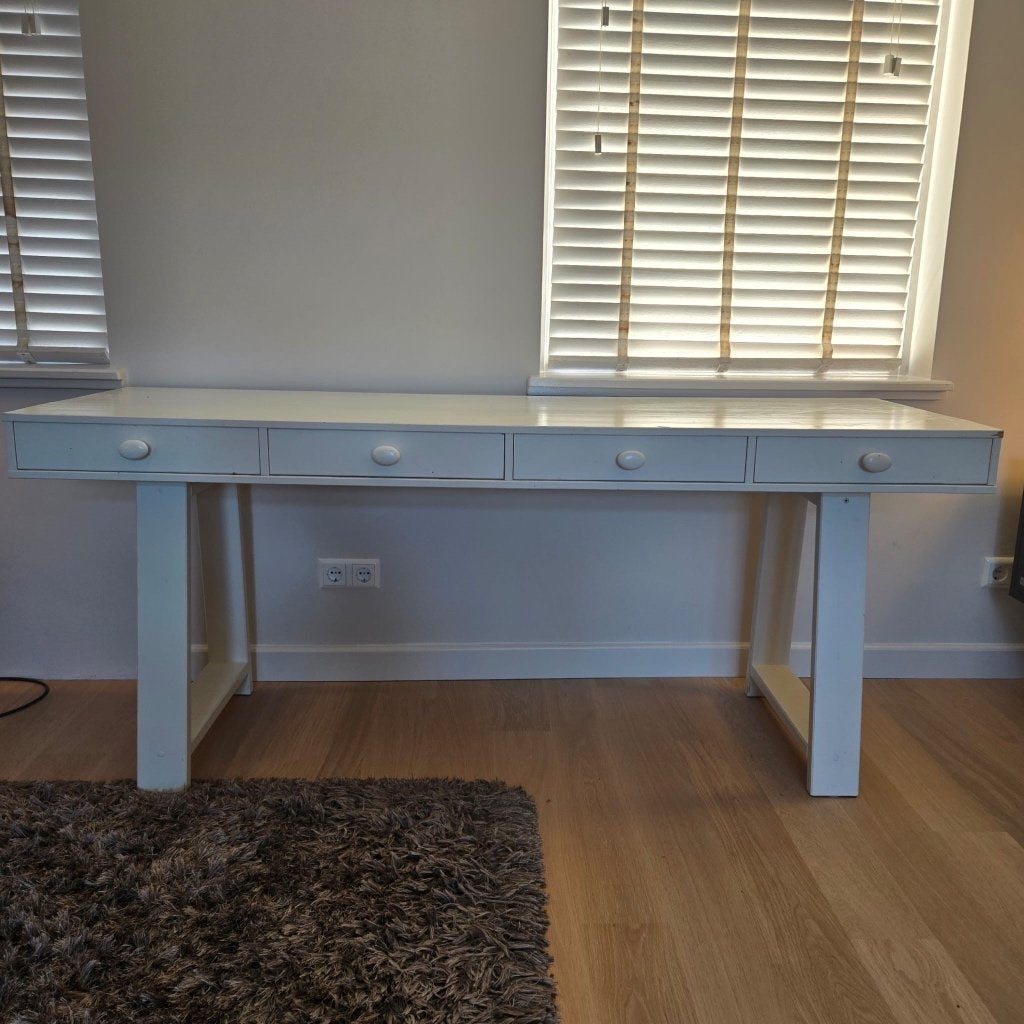 Grote witte sidetable / bureau met 4 lades -167,5 cm, Huis en Inrichting, Ophalen, Gebruikt, 150 tot 200 cm, Rechthoekig