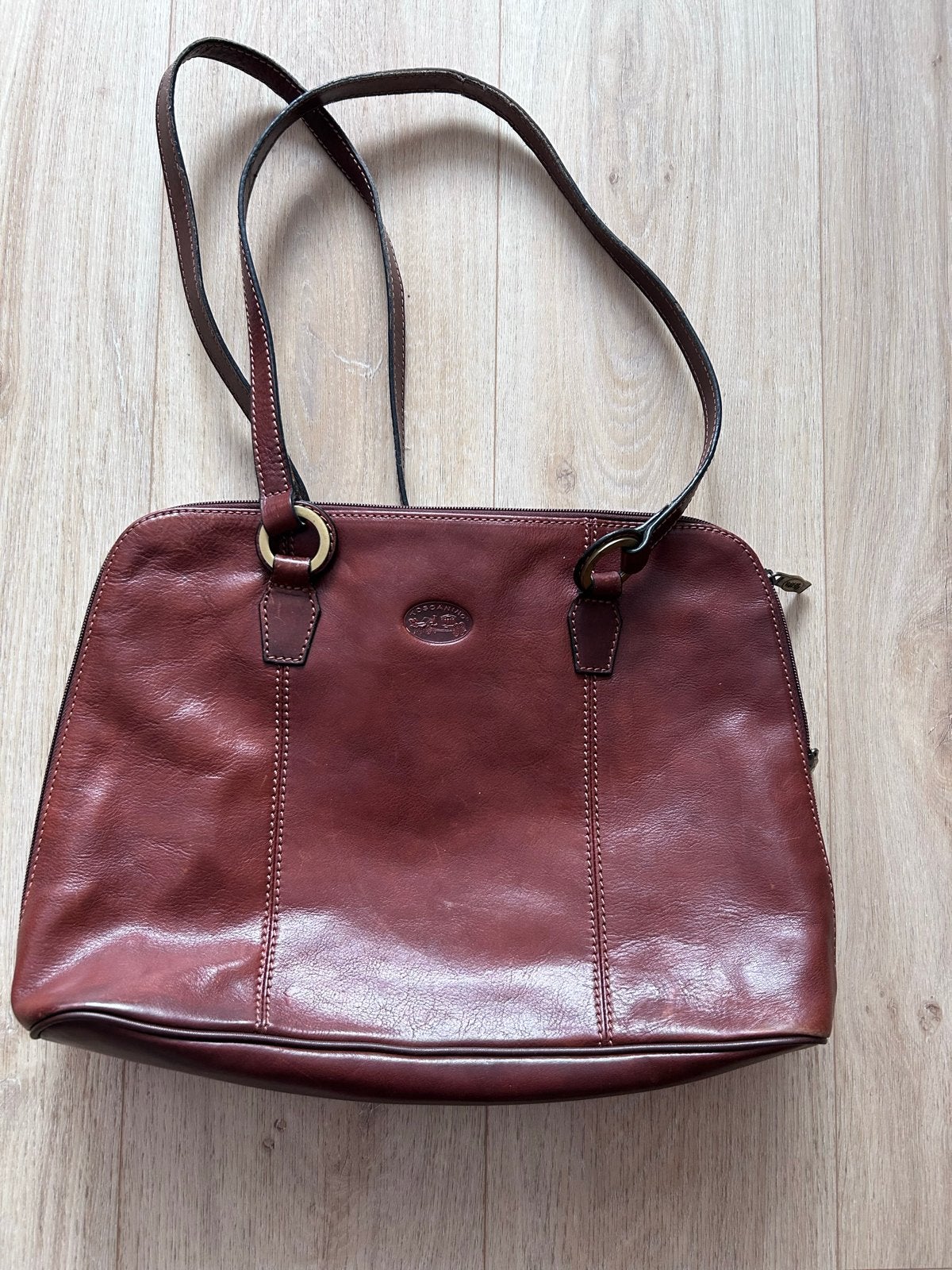 Leren Handtas Toscanino - bruin, Ophalen of Verzenden, Gebruikt, Bruin, Handtas