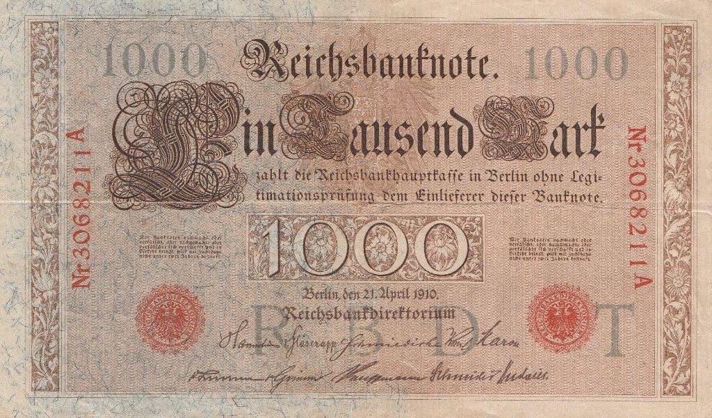 Reichsbankbiljet van 1000 Mark uit 1910, Ophalen of Verzenden, Duitsland, Los biljet