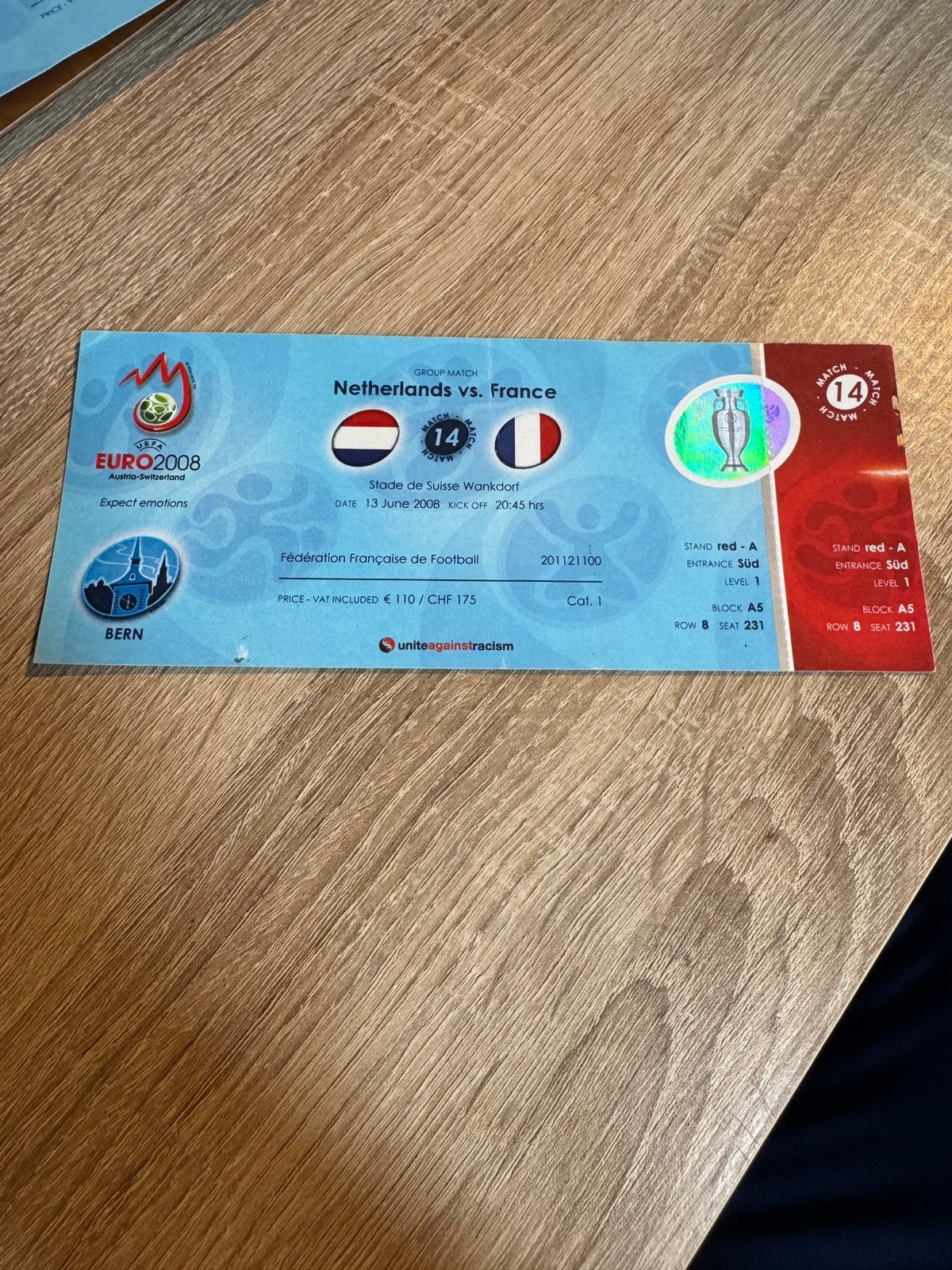 EK2008 Nederland - Frankrijk Ticket, Ophalen of Verzenden, Gebruikt, Overige binnenlandse clubs