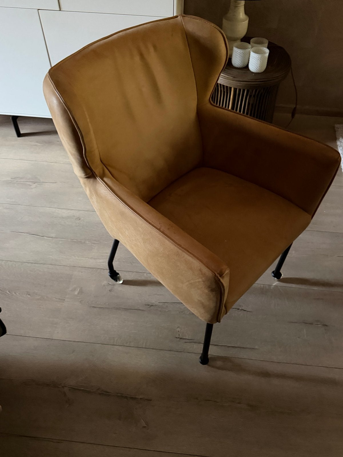 fauteuils in cognac kleur - perr stuk 50 euro  8  stuks, Ophalen, Gebruikt, Twee, Bruin