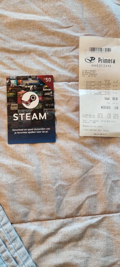 Steam Giftcard 50 euro - Direct te gebruiken, Ophalen, Nieuw, Overige genres