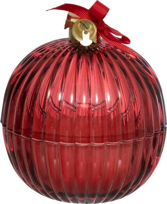 Glazen kerstbal rood voor waxine of bonbons 11x12cm €5 p/st, Ophalen of Verzenden, Zo goed als nieuw