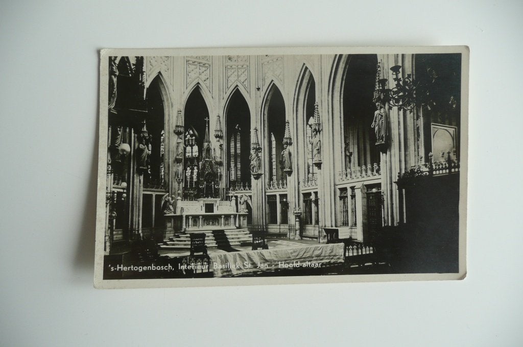 Interieur Basiliek St.Jan Hoofd Altaar "s Hertogenbosch 1947, Ophalen of Verzenden, 1940 tot 1960, Gelopen, Noord-Brabant