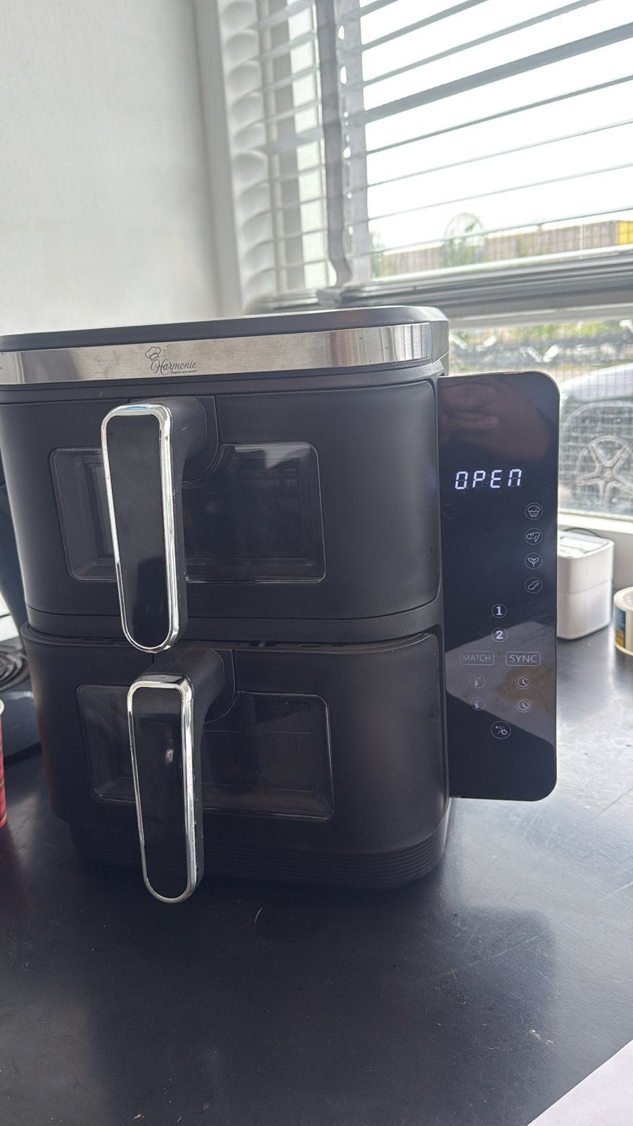 Harmonie Airfryer met dubbele mand - Zo goed als nieuw, Ophalen of Verzenden, Zo goed als nieuw, Airfryer, 1500 gram of meer
