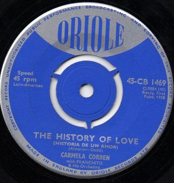 Latin Single (1958) Carmela Corren - The History of Love, Gebruikt, Latin, 7 inch, Overige typen