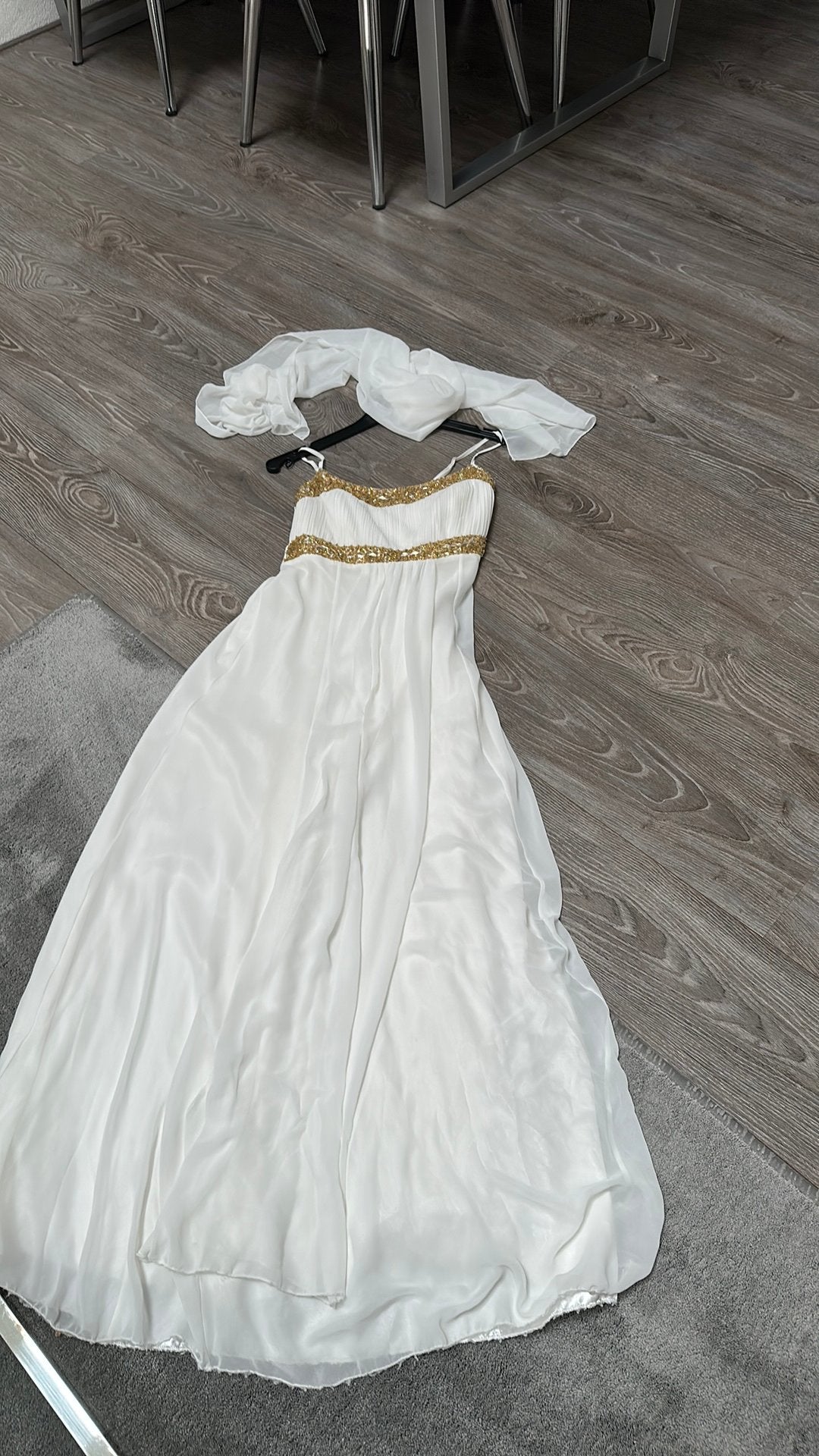 Creme  goud avondjurk of trouw, Kleding | Dames, Ophalen of Verzenden, Zo goed als nieuw, Beige, Trouwjurk