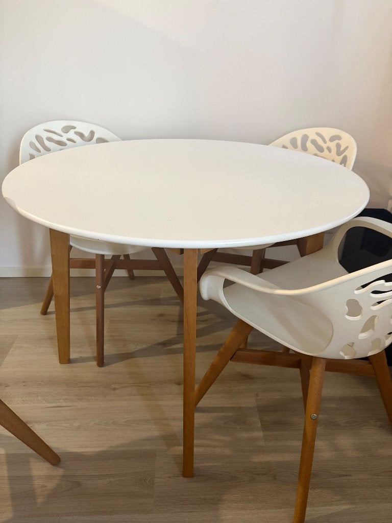 Eettafel met stoelen, Ophalen, 50 tot 100 cm, 100 tot 150 cm, Zo goed als nieuw