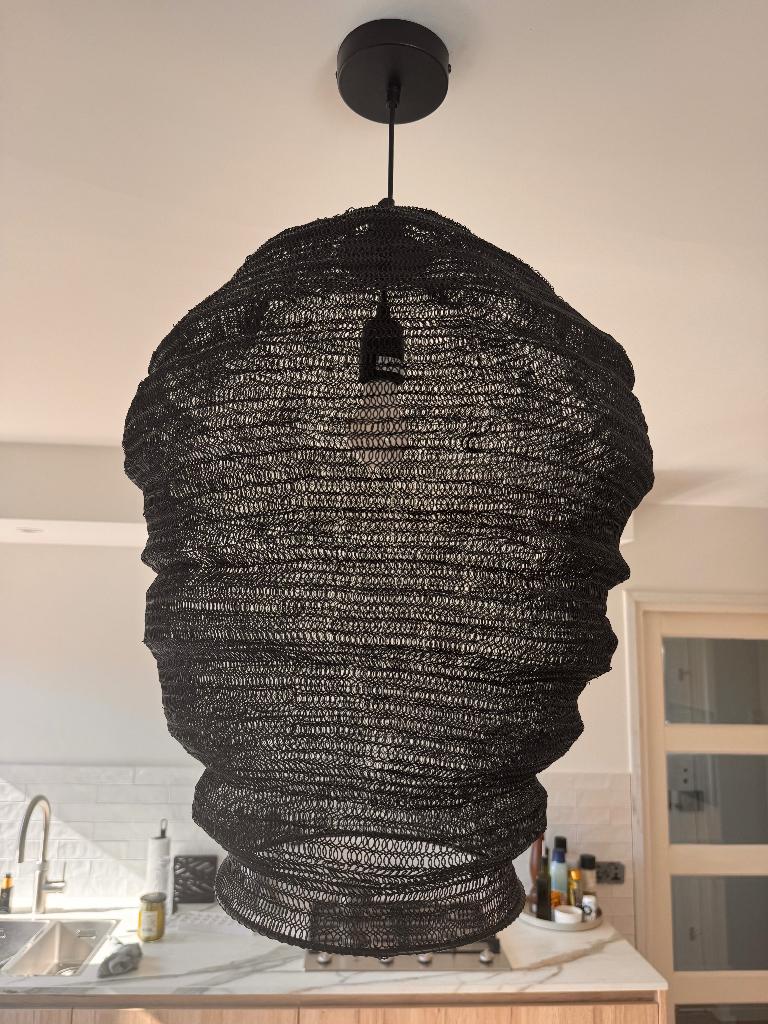Zwarte staaldraad hanglamp Dutch Bone design, Ophalen, 50 tot 75 cm, Nieuw, Metaal