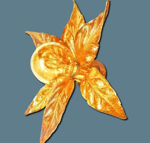 Willy Daro designwandlamp "Flower" verguld Messing Jahren 70, Ophalen of Verzenden