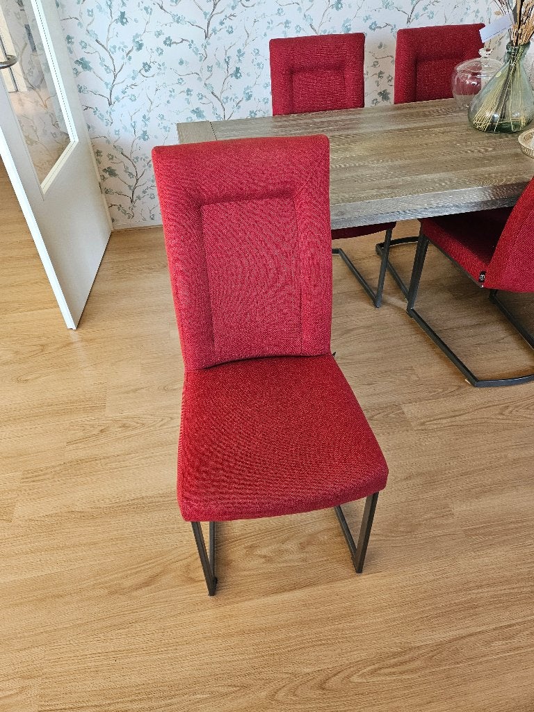 5 rode eetkamerstoelen, Ophalen, Zo goed als nieuw, Metaal, Vijf, Zes of meer stoelen
