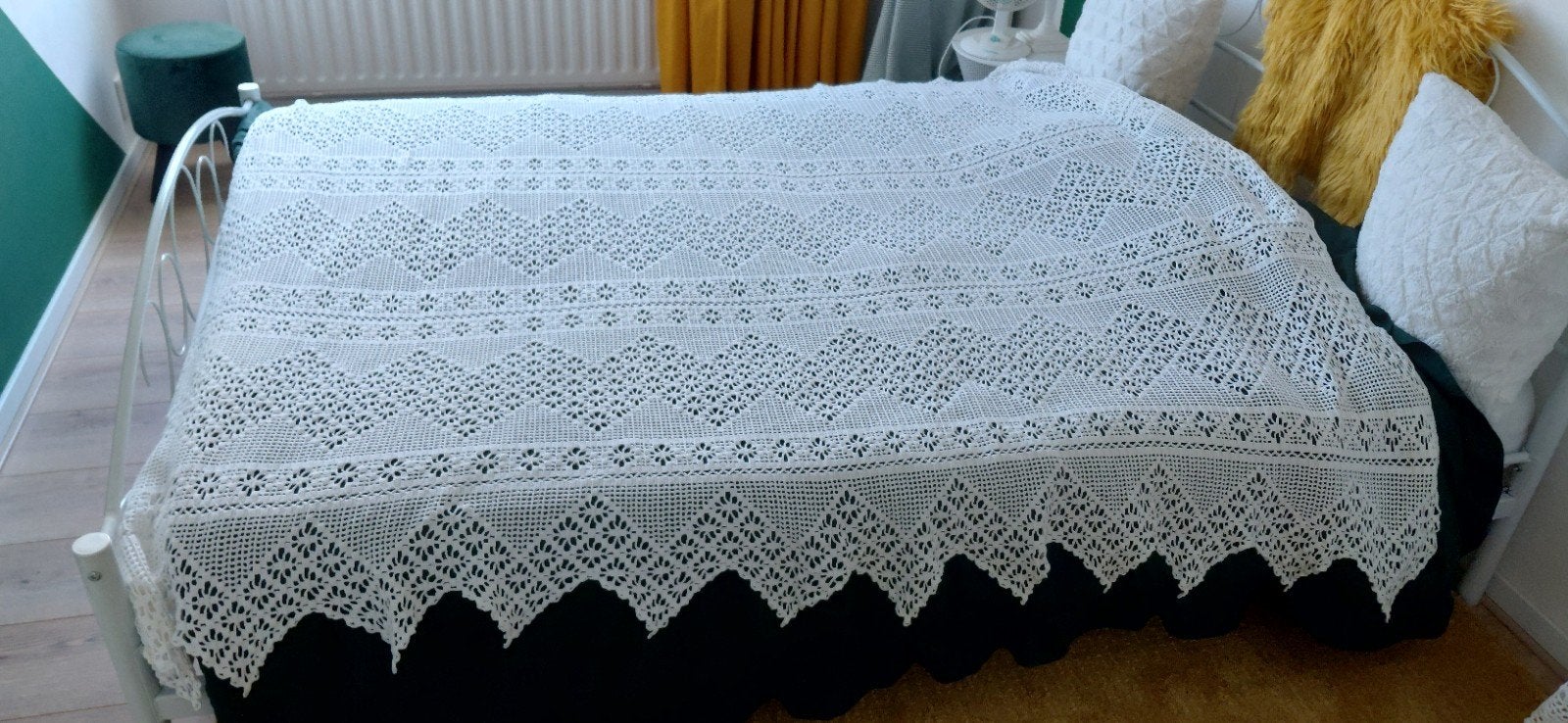 Wit gehaakt sprei - tweepersoons, Huis en Inrichting, Slaapkamer | Beddengoed, Ophalen, Wit, Overige typen, Tweepersoons