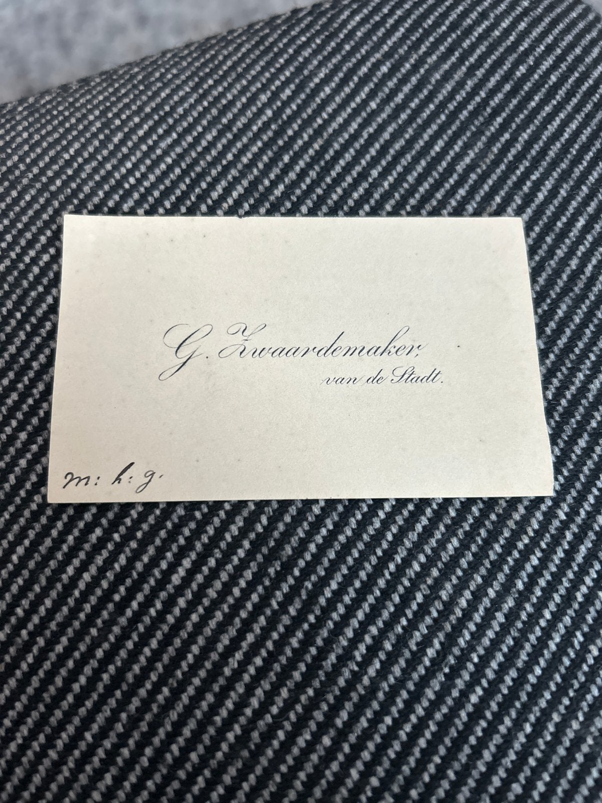 Antiek Visitekaartje G. Zwaardemaker, Ophalen of Verzenden, Voor 1920, Ongelopen, Politiek en Historie
