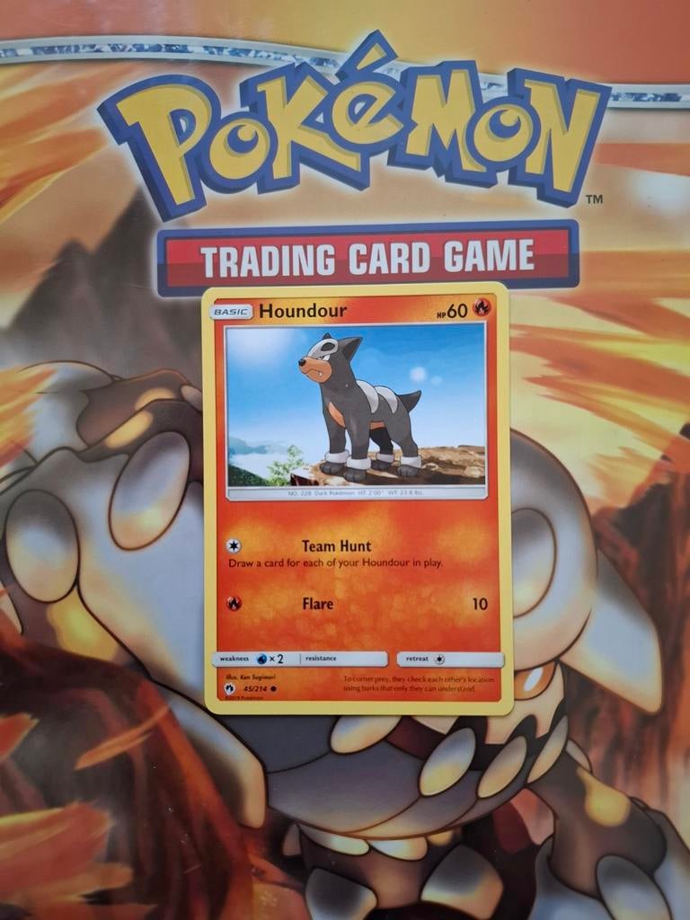 Houndour 45/214 Sun&moon Lost Thunder pokemon kaart nm, Ophalen of Verzenden, Zo goed als nieuw, Losse kaart