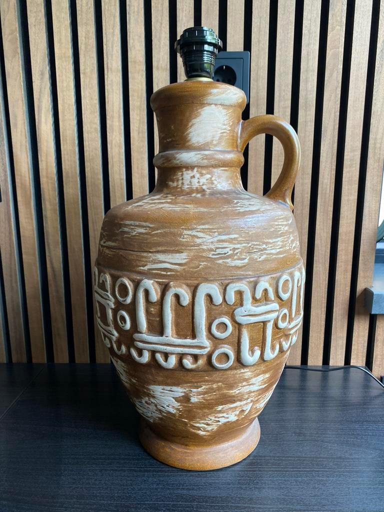 Vintage tafellamp kruiklamp vaaslamp aardewerk handwerk, Ophalen