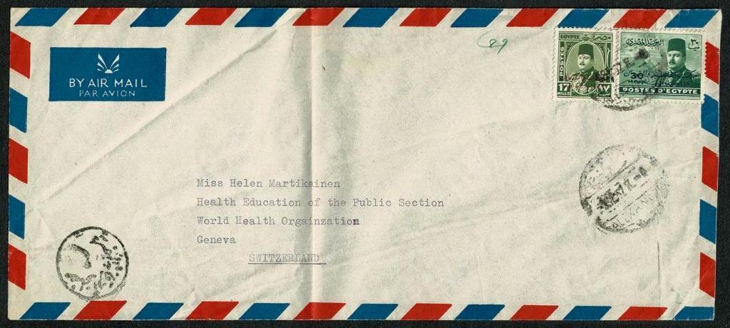 Egypte : luchtpostenvelop met postzegels, Postzegels en Munten, Brieven en Enveloppen | Buitenland, Ophalen of Verzenden, Envelop