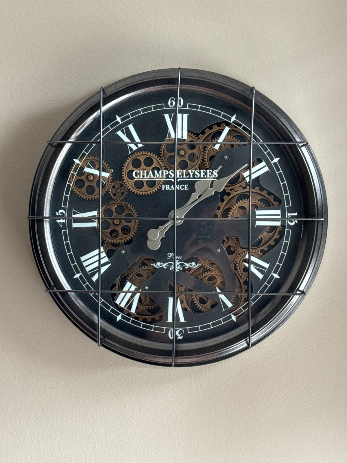 Grote industriële wandklok met zichtbaar uurwerk, Ophalen, Wandklok, Zichtbaar uurwerk, Analoog