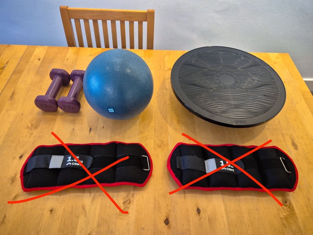 Pilates sport spullen: gewichten, balansbord, bal, Ophalen, Gebruikt, Buik, Overige typen