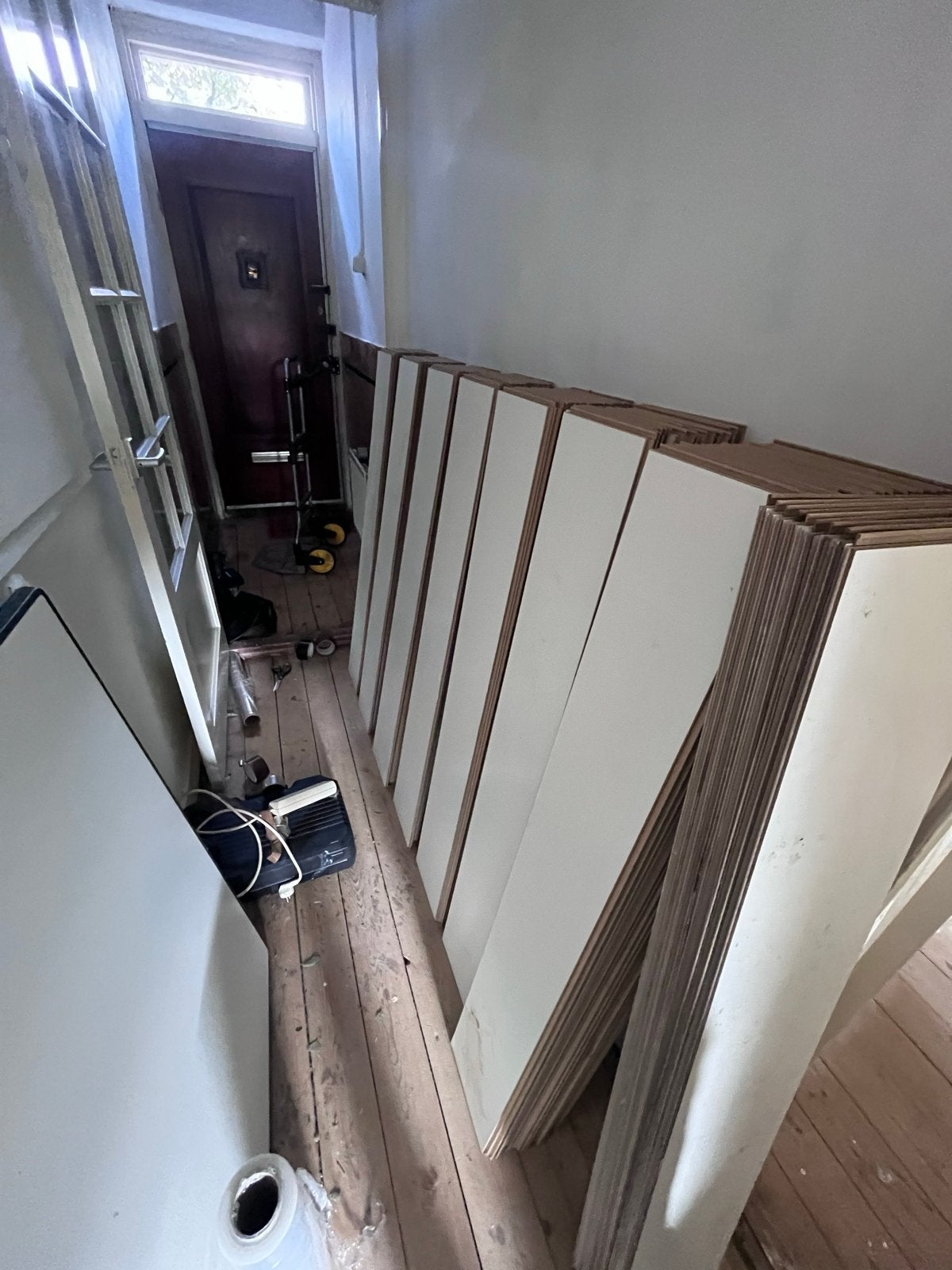 Partij Wit laminaat ca. 33m2, Gebruikt, Minder dan 25 mm, Ophalen of Verzenden, 200 tot 250 cm