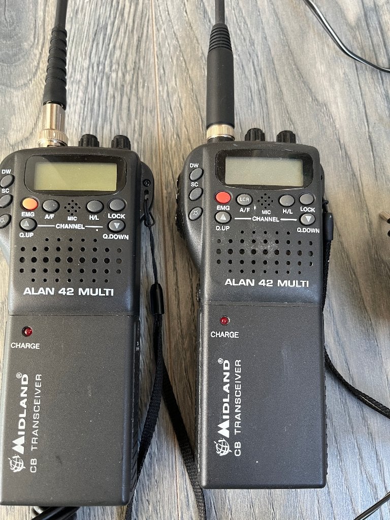 Midland Alan 42 Multi CB portofoon 27 mc (set van 2), Telecommunicatie, Ophalen, Gebruikt, Portofoon of Walkie-talkie, Handsfree-functie