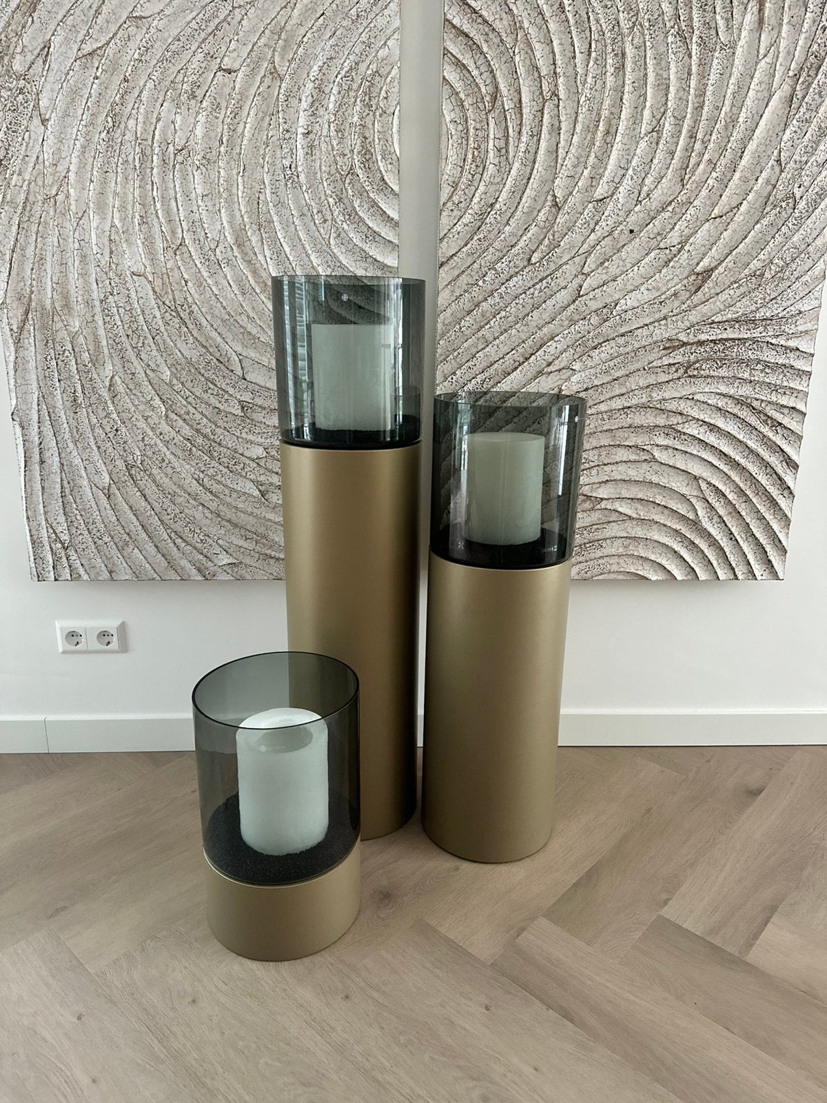 Haans initials windlicht zuil set, 40 liter of meer, Ophalen, Zo goed als nieuw, Kunststof