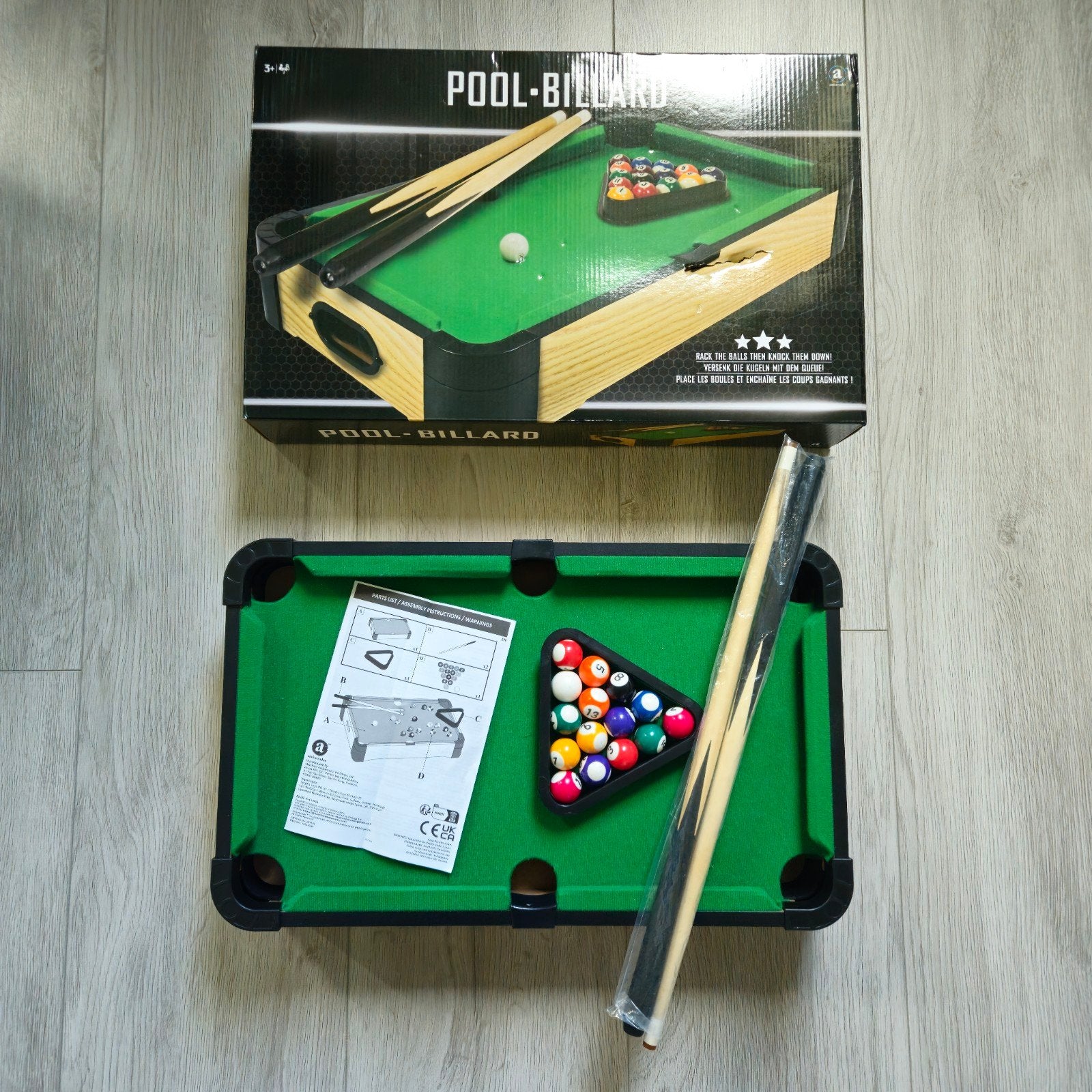 Kastopruiming: Compact Pool-Biljart set met doos, Ophalen of Verzenden, Zo goed als nieuw