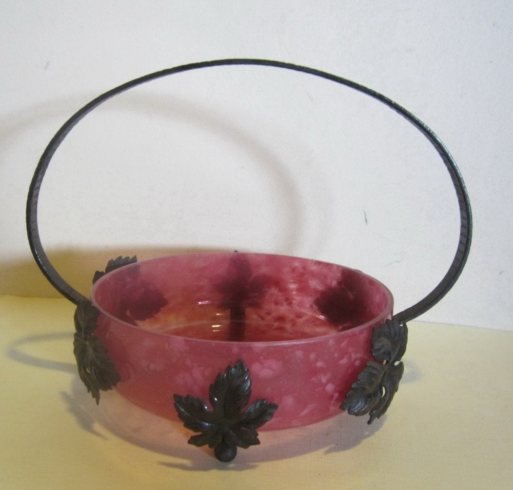Antieke Lorraine fruitschaal, pate de verre ca 1920, Verzenden
