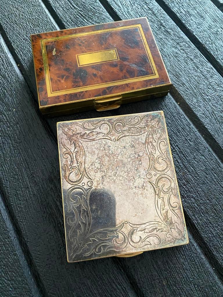 Vintage Poederdoos 2x Jaren '20/'30 - Gesigneerd, Antiek en Kunst, Ophalen of Verzenden