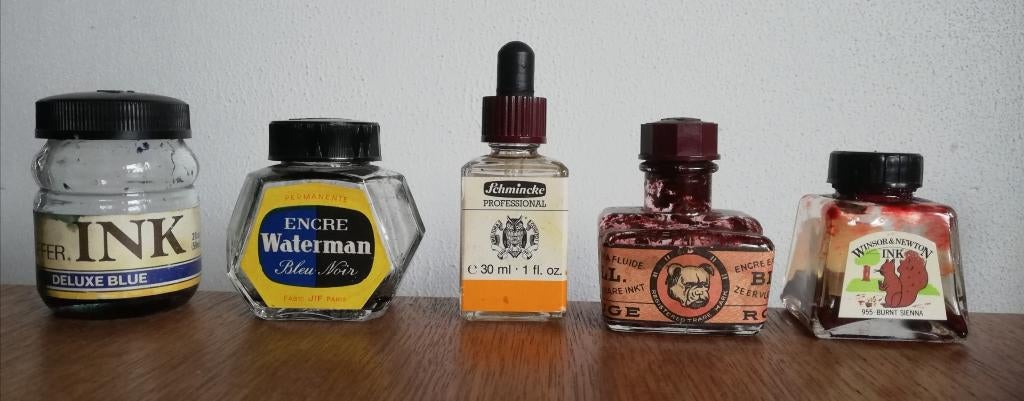 4 Lege inktflesjes o.a. Winsor & Newton, Ophalen of Verzenden