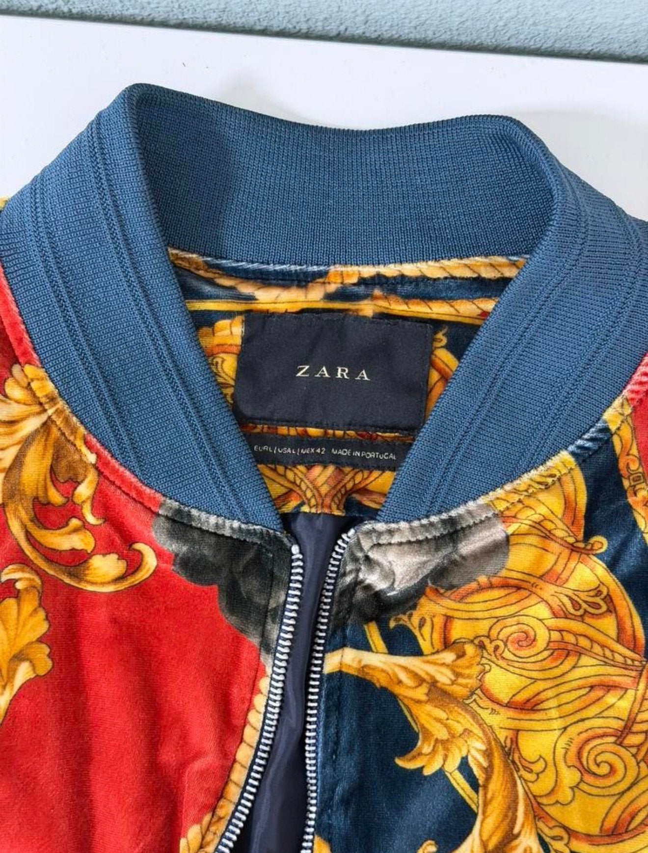 Zara Man Velvet Bomber Jacket Baroque L design jack vest, Maat 52/54 (L), Meerkleurig, Ophalen of Verzenden, Zo goed als nieuw