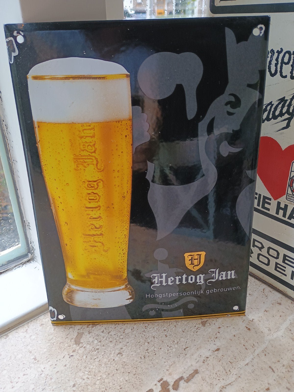 Emaille reclame bord - Hertog Jan Bier, Ophalen of Verzenden, Reclamebord, Plaat of Schild, Hertog Jan