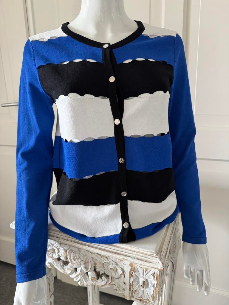 Twinset Passioni, blauw, wit en zwart, maat 34/36, Kleding | Dames, Verzenden, Nieuw, Maat 36 (S), Blauw