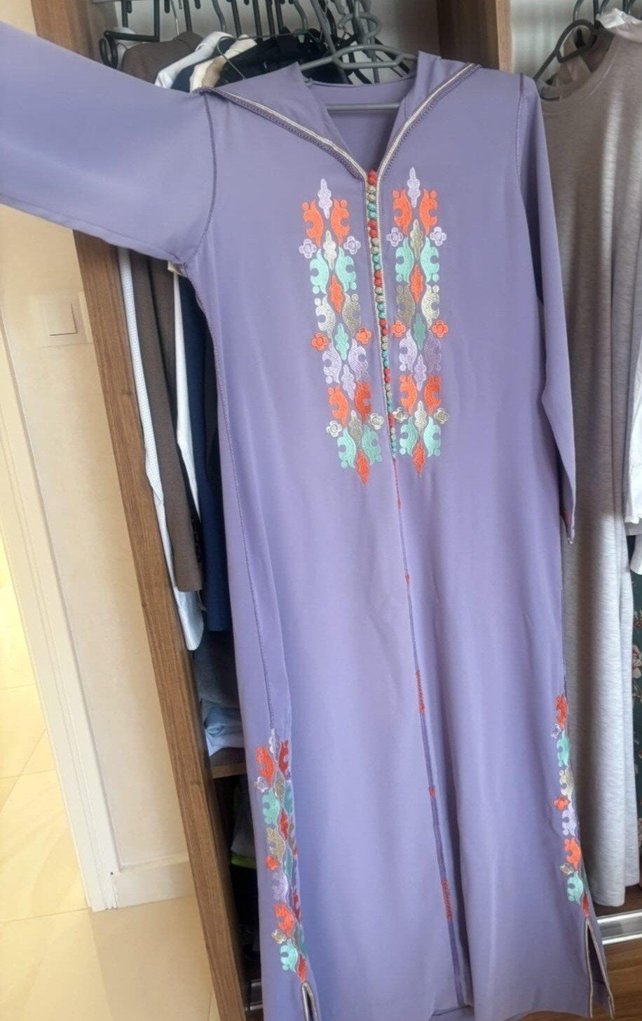 Jallaba maroc, Maat 38/40 (M), Paars, Ophalen of Verzenden, Onder de knie