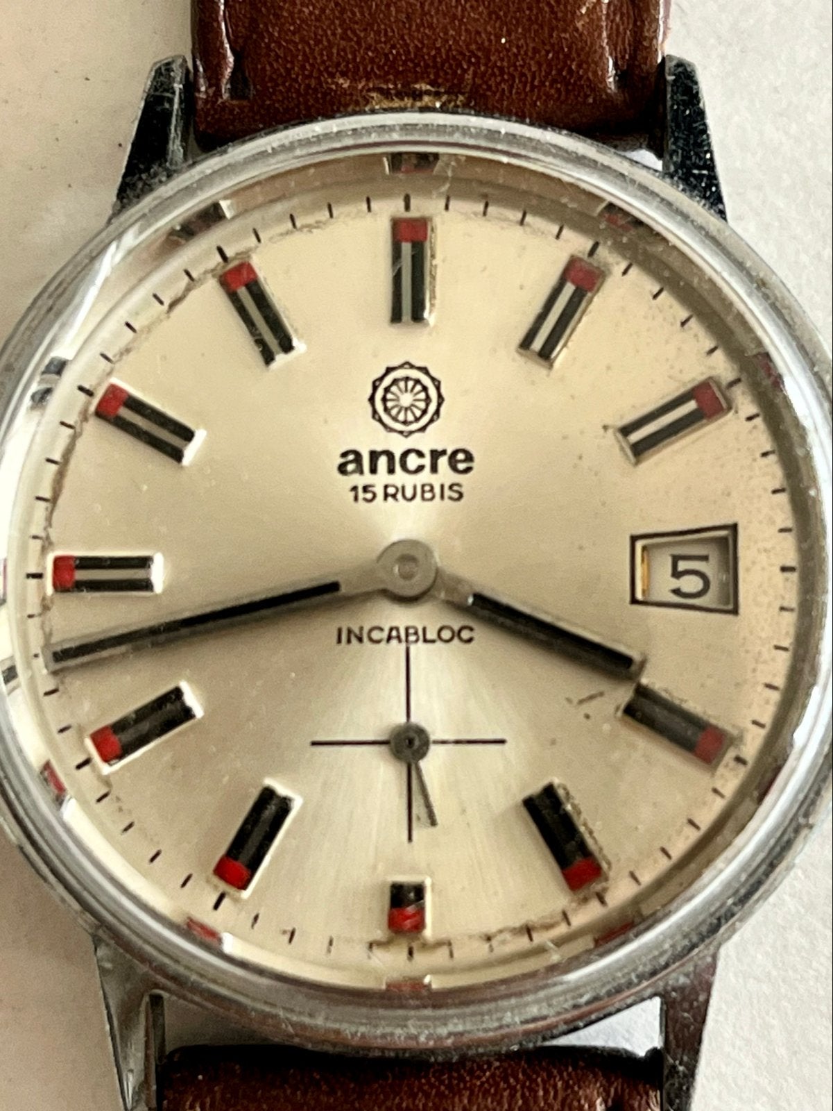 Vintage Ancre Incabloc 15 Rubis Horloge - Loopt Perfect!, Overige merken, Staal, Met bandje, Polshorloge