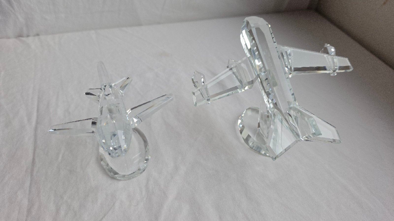 Set van 2 vintage kristallen vliegtuig miniaturen - Puntgaaf, Verzamelen, Ophalen of Verzenden, Zo goed als nieuw, Overige typen