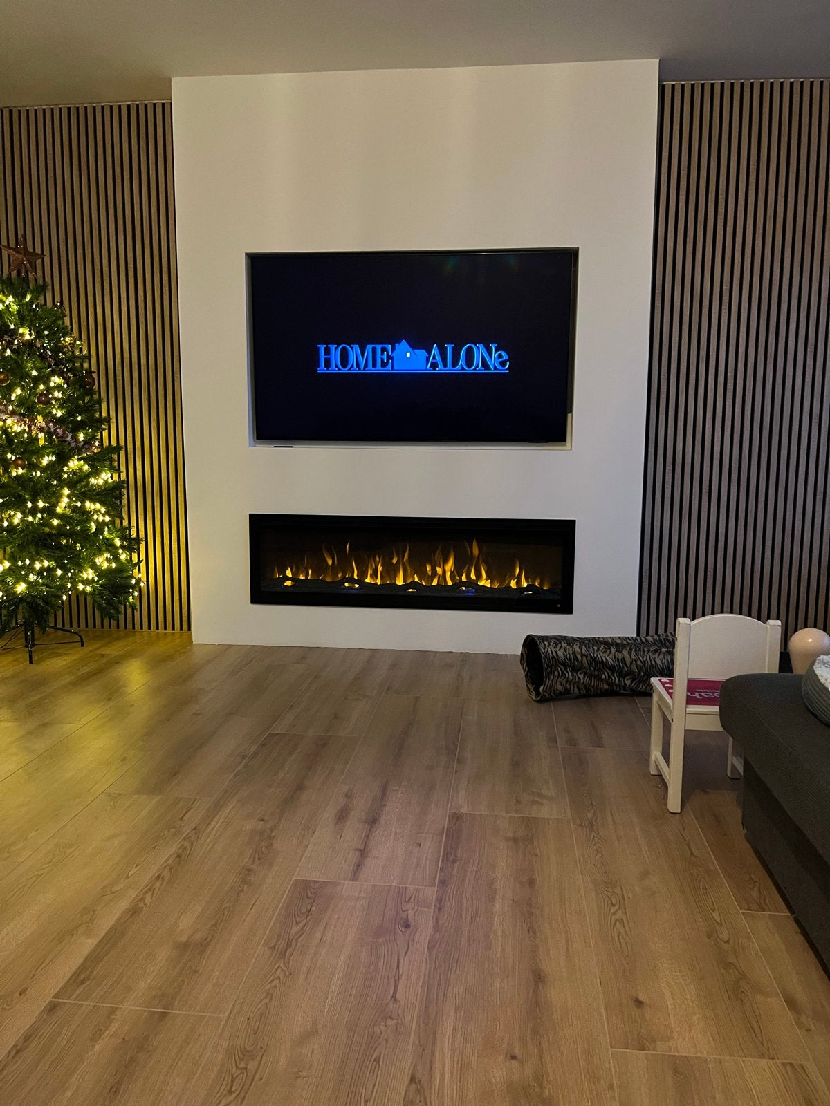 Moderne elektrische haard met realistische vlammen, Ophalen, Zo goed als nieuw, Inbouwhaard, Elektrische haard
