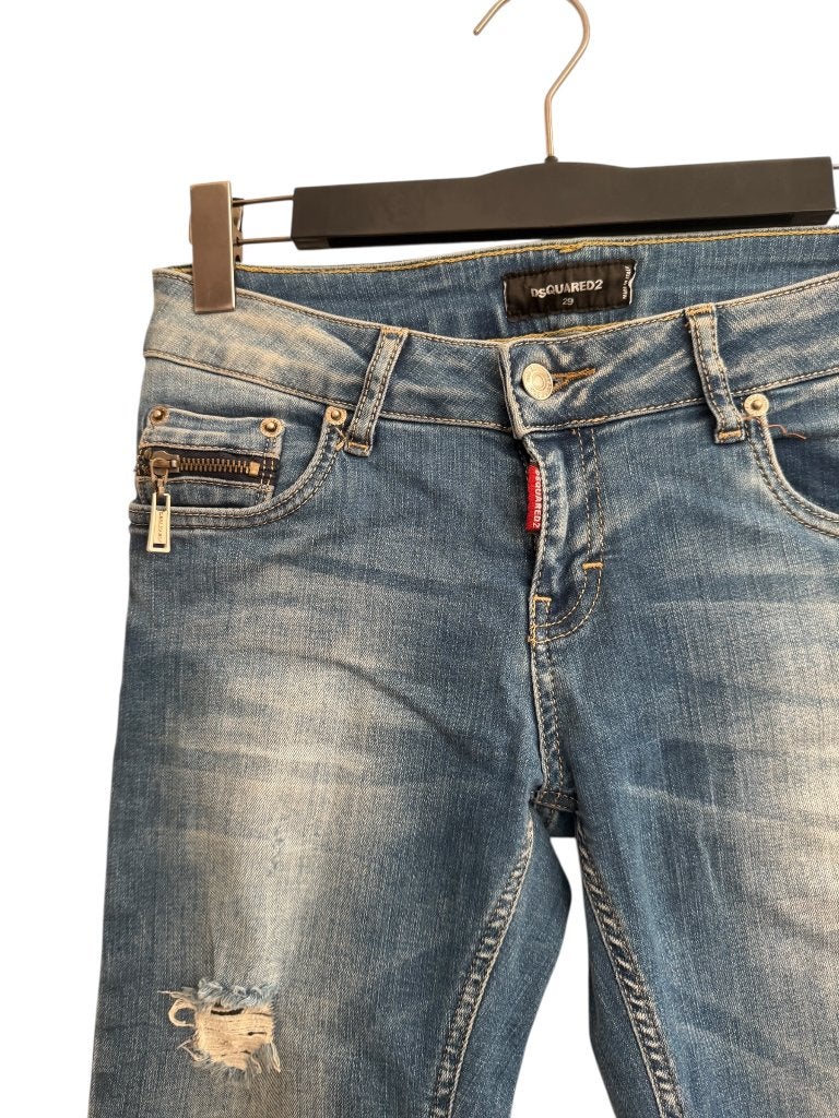 Dsquared spijkerbroek S, Blauw, W32 (confectie 46) of kleiner, Ophalen of Verzenden, Zo goed als nieuw