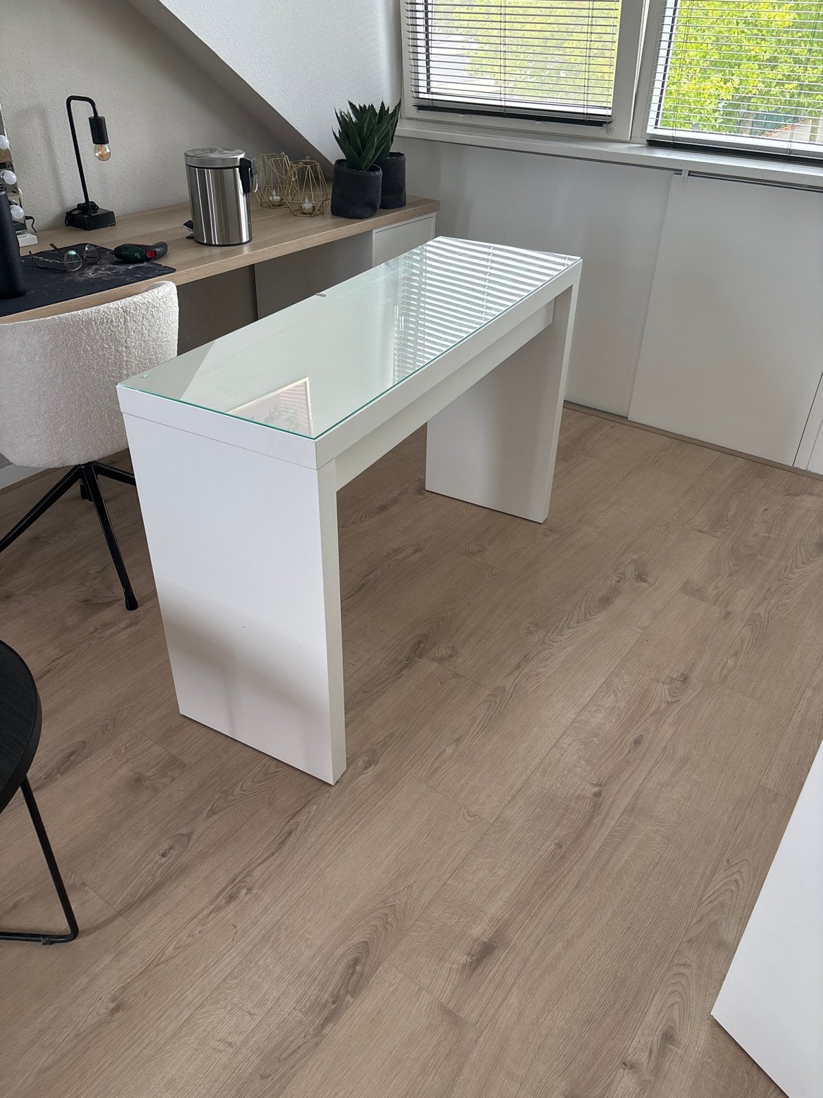 Malm kaptafel ikea met glazen blad, Ophalen, Gebruikt, 100 tot 150 cm, Glas