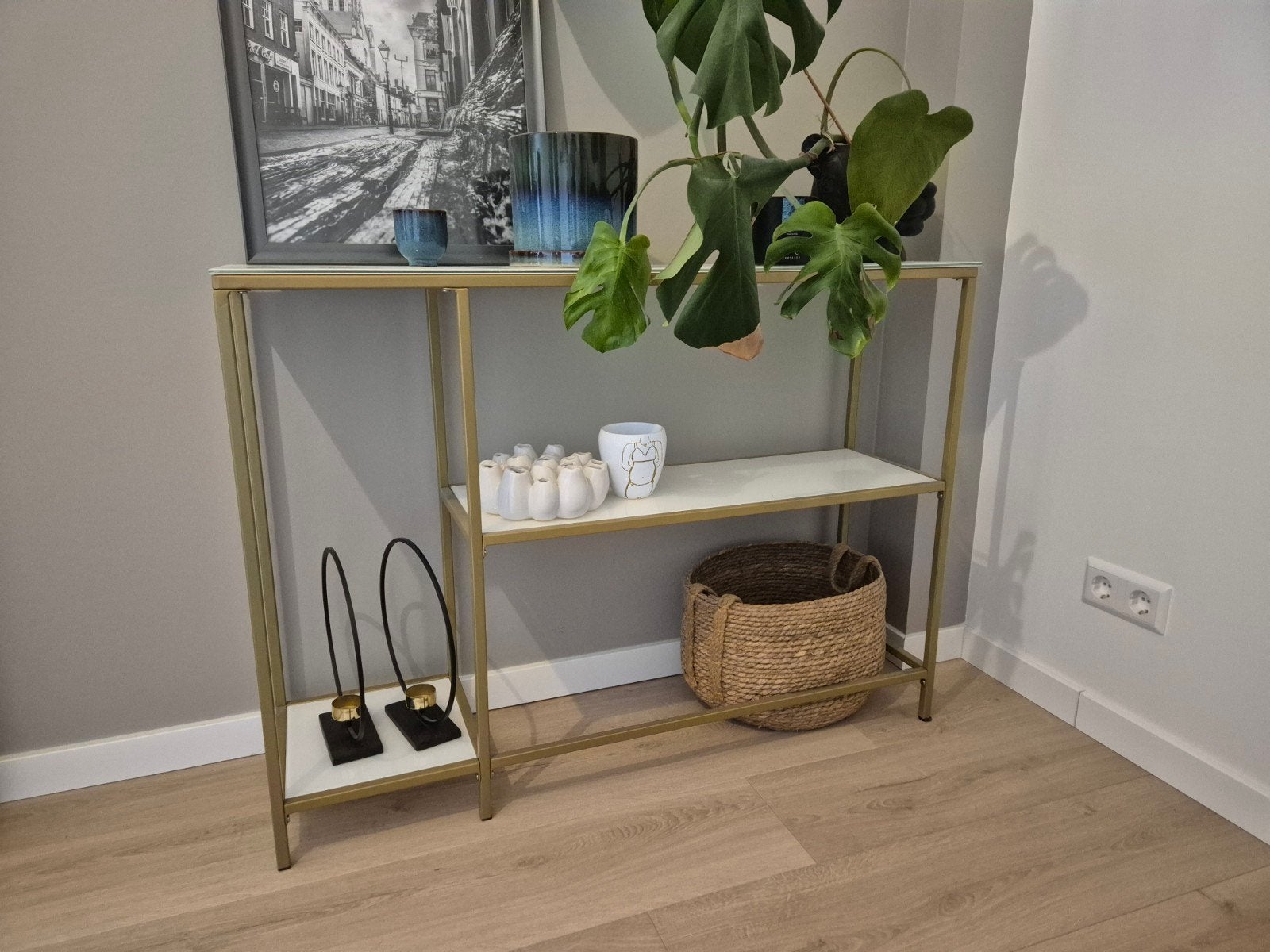 Sidetafel / plantentafel, Ophalen, 100 tot 150 cm, Glas, Zo goed als nieuw