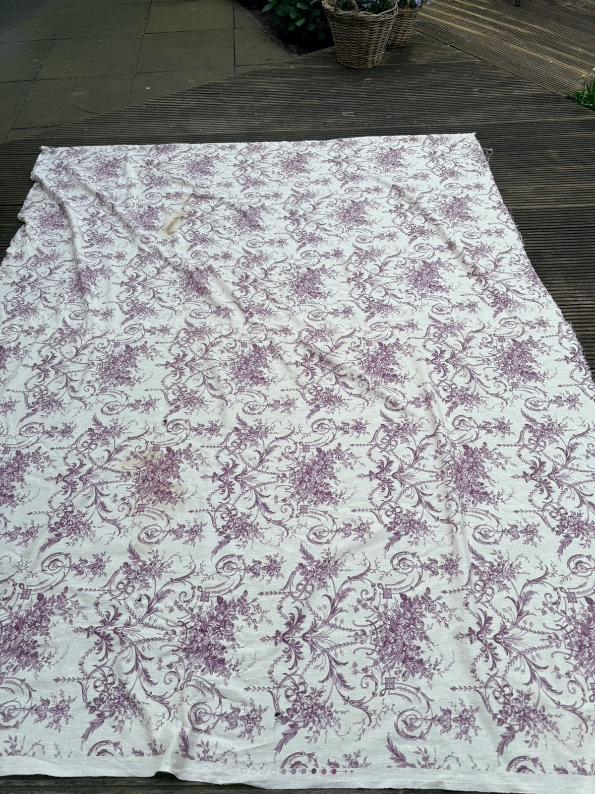 Laura Ashley Toile de Jouy lap 270x240 cm vintage, Ophalen, 120 cm of meer, Paars, 200 cm of meer