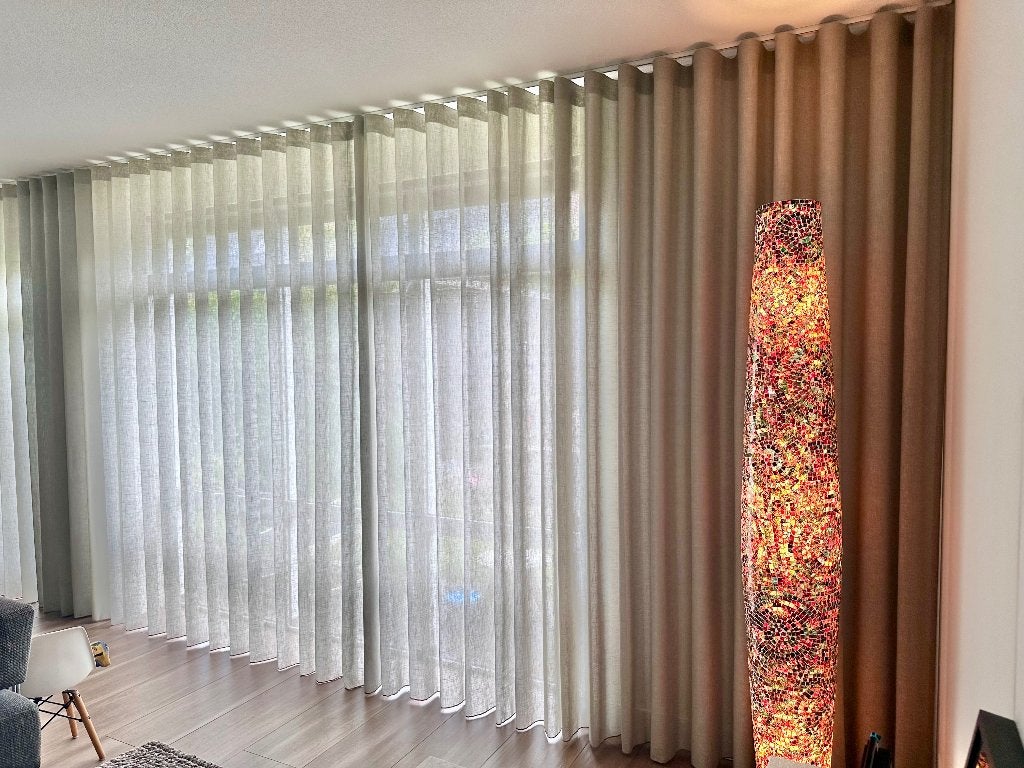 Prachtige grote groene design gordijnen, Ophalen, Zo goed als nieuw, Groen