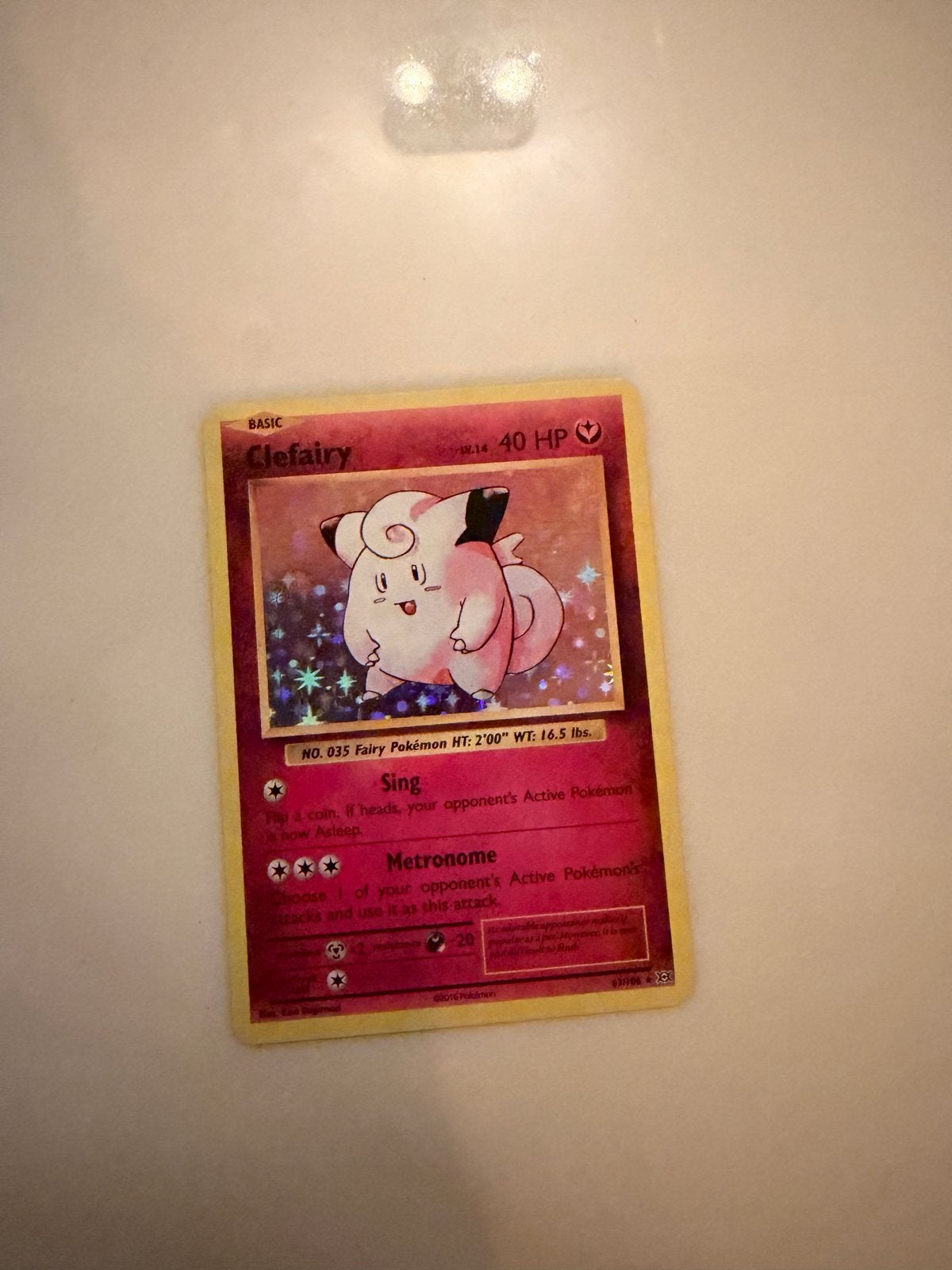 Clefairy Basic Pokémon Kaart - Foil Editie, Ophalen of Verzenden, Zo goed als nieuw, Losse kaart, Foil