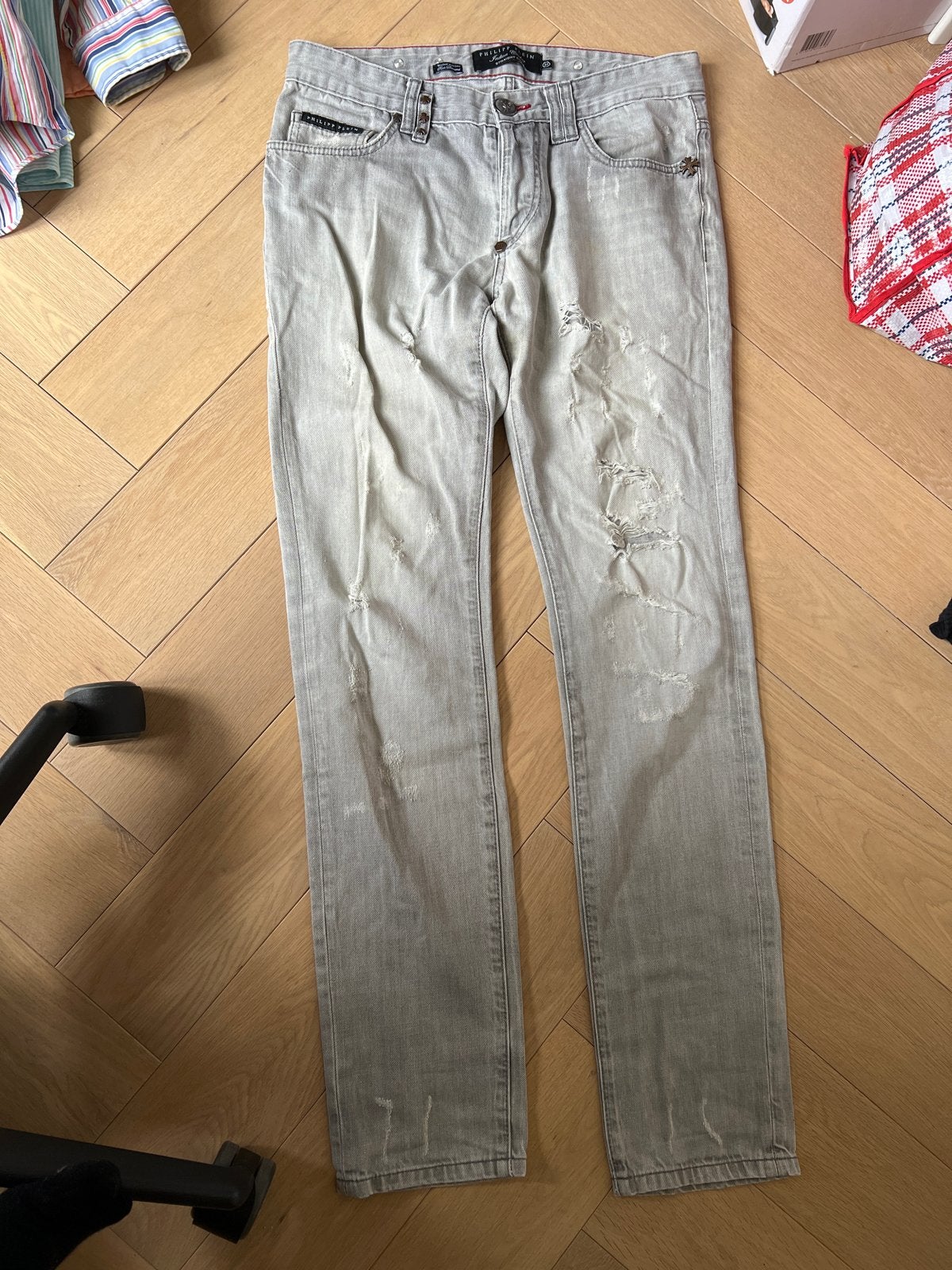 Philipp Plein Jeans Maat 31 - Grijs, Gedragen, Ophalen of Verzenden, Gedragen, Grijs, W32 (confectie 46) of kleiner